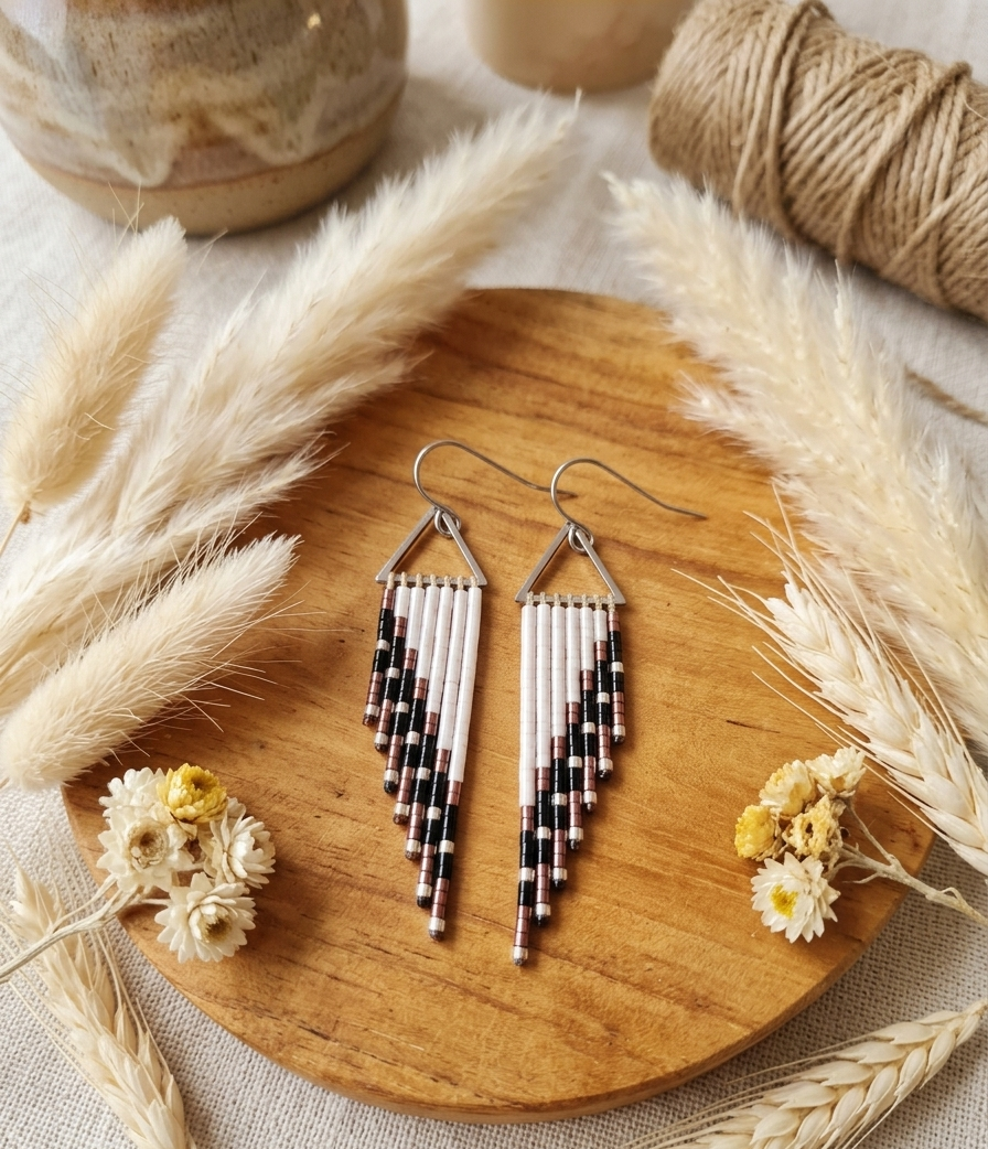Boucles d'Oreilles Tissées "Voyage Ethnique" — Franges Miyuki
