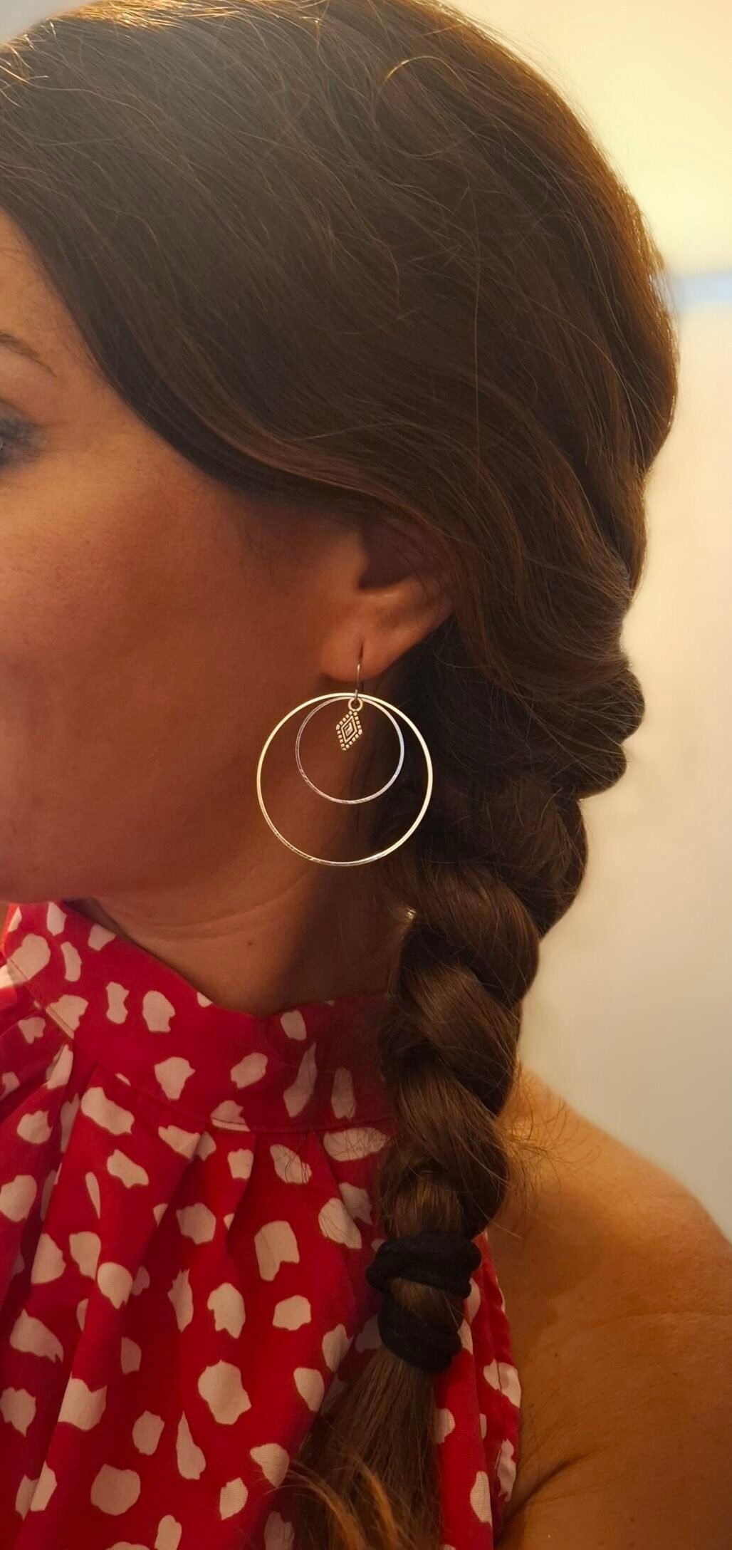 Boucles d'Oreilles Argentées "Écho Bohème" — Double Cercle & Losange