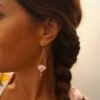 Boucles d'Oreilles Argentées "Éventail Bohème" — Chaînette & Howlite Rose