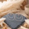 Boucles d'Oreilles Argentées "Écho Bohème" — Double Cercle & Losange