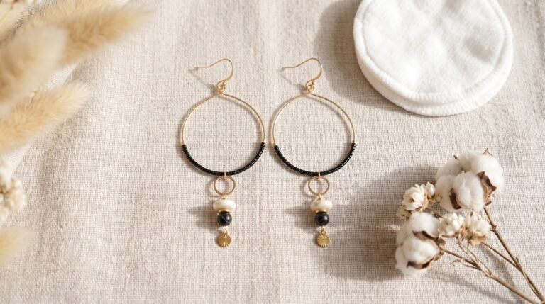 Bijoux et peau sensible : boucles d'oreilles en acier inoxydable, howlite noire et perle d'eau douce