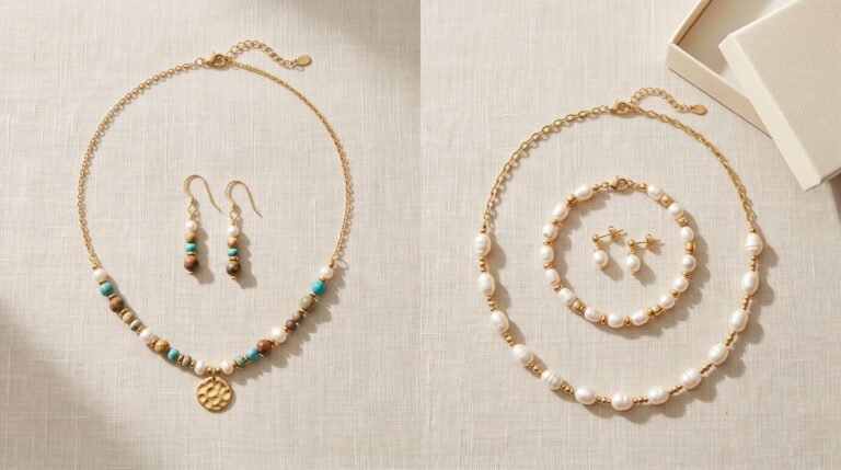 Choisir une parure de bijoux : parure deux pièces collier et boucles, parure trois pièces avec bracelet