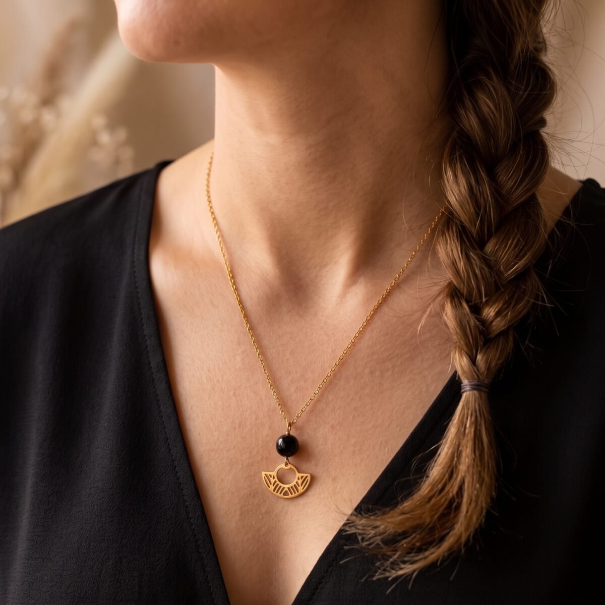 Parure Dorée "Aztèque" — Collier, Bracelet & Boucles Éventail