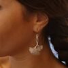 Boucles d'Oreilles Argentées "Ginkgo" — Double Feuille Pendante