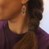 Boucles d'Oreilles Tissées "Prairie" — Franges Miyuki Vert & Rose - photo 2
