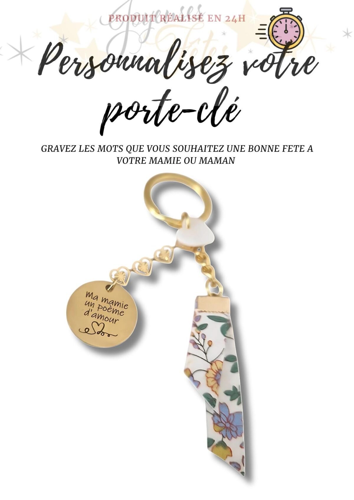Porte-clés personnalisé Bonne fête Mamie – gravure et pictogramme - photo 2 Porte-clés personnalisé Bonne fête Mamie – gravure et pictogramme - photo 2