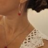 Parure Argentée "Braise" — Créoles & Collier Howlite Rouge