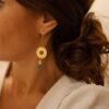 Boucles d'Oreilles Dorées "Vert d'Eau" — Rosace Ajourée & Goutte Émaillée - photo 2 Boucles d'Oreilles Dorées "Vert d'Eau" — Rosace Ajourée & Goutte Émaillée - photo 2