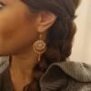Boucles d'Oreilles Dorées "Aquarelle" — Motif Floral Peint & Hématite