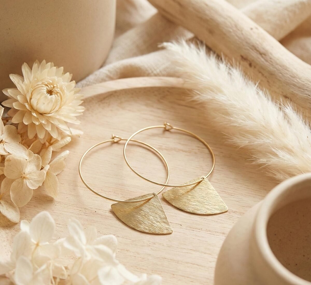 Éventail Doré Art Déco — Créoles, Collier ou Parure - photo 3