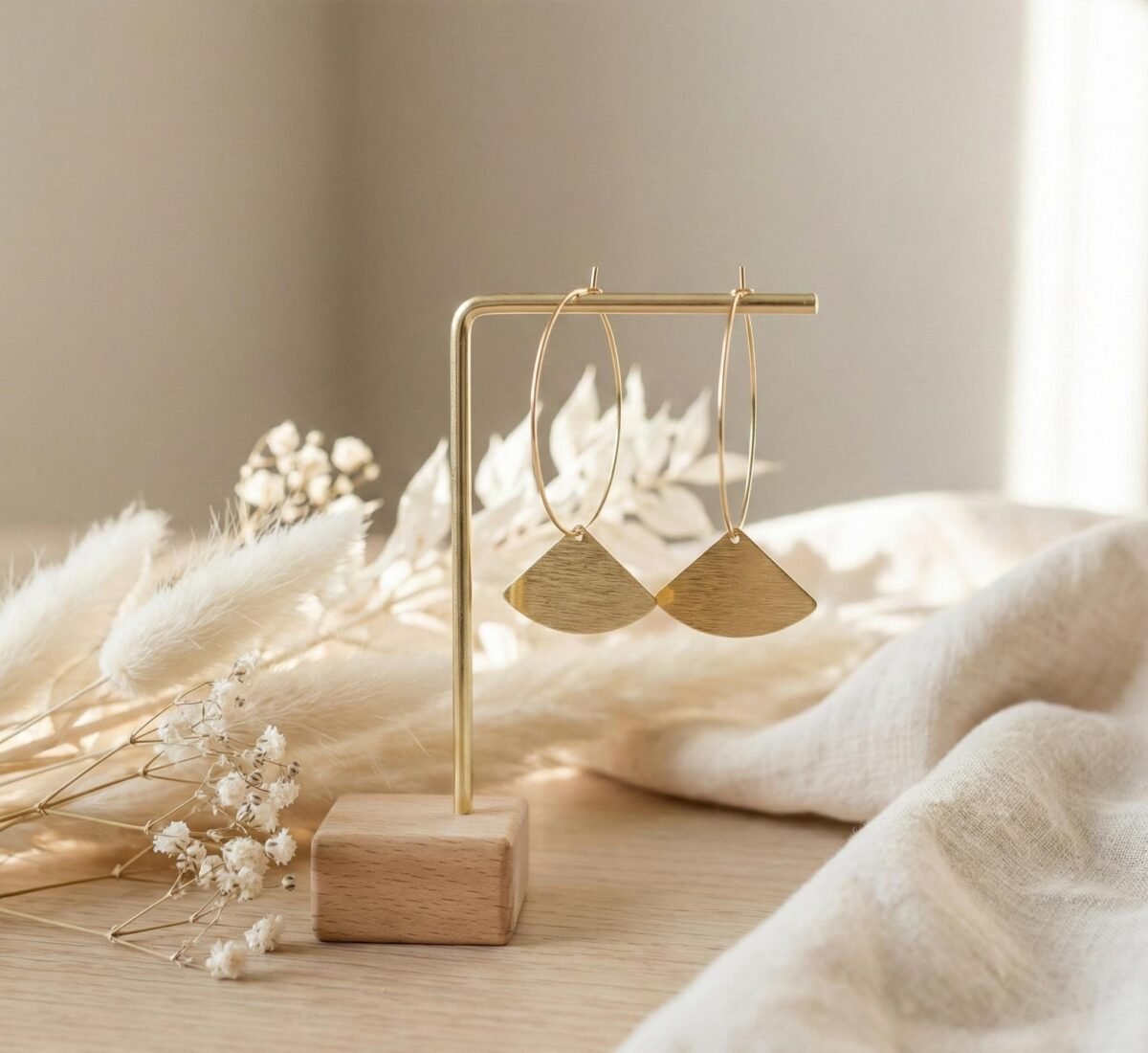 Éventail Doré Art Déco — Créoles, Collier ou Parure - photo 2