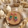 Boucles d'Oreilles Tissées "Prairie" — Franges Miyuki Vert & Rose - photo 3