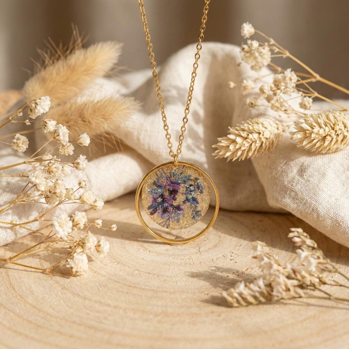Parure Dorée "Éventail Violet" — Collier & Boucles Japonaises - photo 3