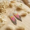 Boucles d'Oreilles Tissées "Vitamine" — Longues Franges Rose & Jaune - photo 2 Boucles d'Oreilles Tissées "Vitamine" — Longues Franges Rose & Jaune - photo 2