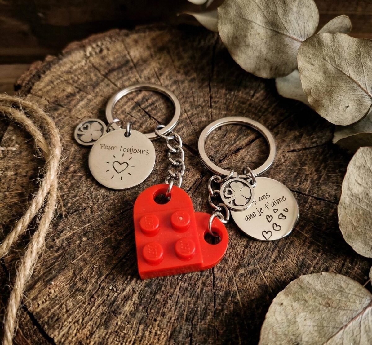 Porte-clés personnalisé double médaille – lot de 2 à partager - photo 2