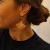 Boucles d'Oreilles Dorées "Ginkgo Nuit" — Feuille & Perle d'Hématite - photo 2