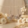 Boucles d'Oreilles Argentées "Ginkgo" — Double Feuille Pendante - photo 2