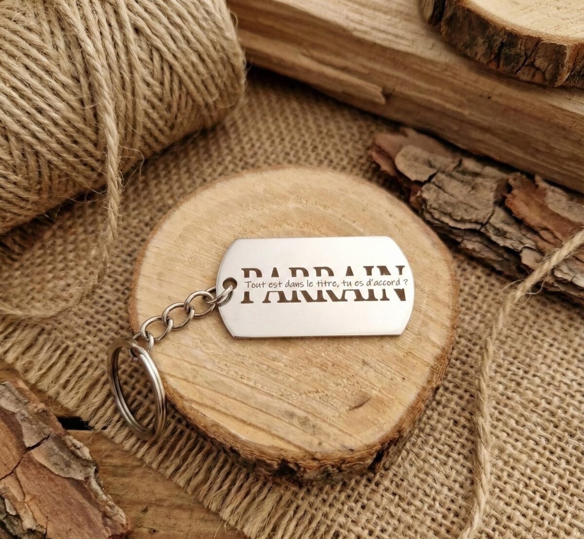 Porte-clés personnalisé Marraine ou Parrain – demande gravée Porte-clés personnalisé Marraine ou Parrain – demande gravée