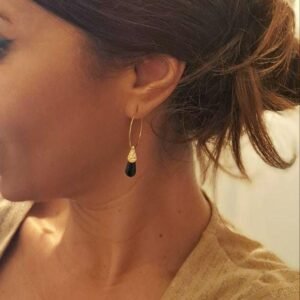 Parure Dorée "Onyx" — Créoles & Collier Émail Noir