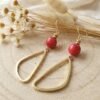 Boucles d'Oreilles Dorées "Terre Rouge" — Grande Goutte & Howlite - photo 2 Boucles d'Oreilles Dorées "Terre Rouge" — Grande Goutte & Howlite - photo 2