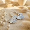 Boucles d'Oreilles Argentées "Ginkgo" — Double Feuille Pendante - photo 3