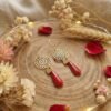 Boucles d'Oreilles Dorées "Cœur Rouge" — Goutte Émaillée & Cœur Doré - photo 3
