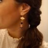 Boucles d'Oreilles Tissées "Brasier" — Éventail Doré & Miyuki Noir Corail - photo 2