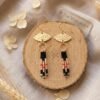Boucles d'Oreilles Tissées "Brasier" — Éventail Doré & Miyuki Noir Corail - photo 3