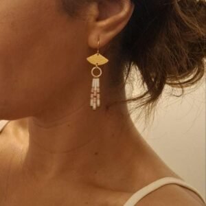 Boucles d'Oreilles Tissées "Cérémonie" — Éventail Miyuki Doré