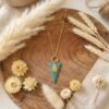 Parure Dorée "Triangle Vert" — Collier & Boucles Laiton Martelé - photo 2