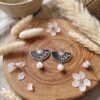Boucles d'Oreilles Argentées "Nuit Blanche" — Éventail Émail Noir & Coquillage - photo 4
