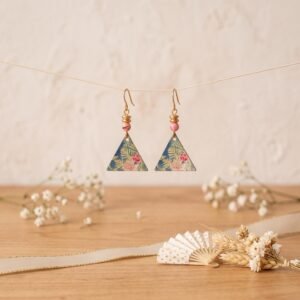 Parure Dorée "Triangle Fleuri" — Collier & Boucles Japonaises Parure Dorée "Triangle Fleuri" — Collier & Boucles Japonaises