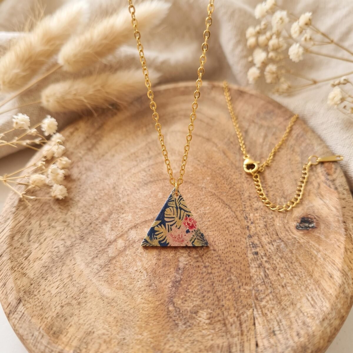 Parure Dorée "Triangle Fleuri" — Collier & Boucles Japonaises - photo 4
