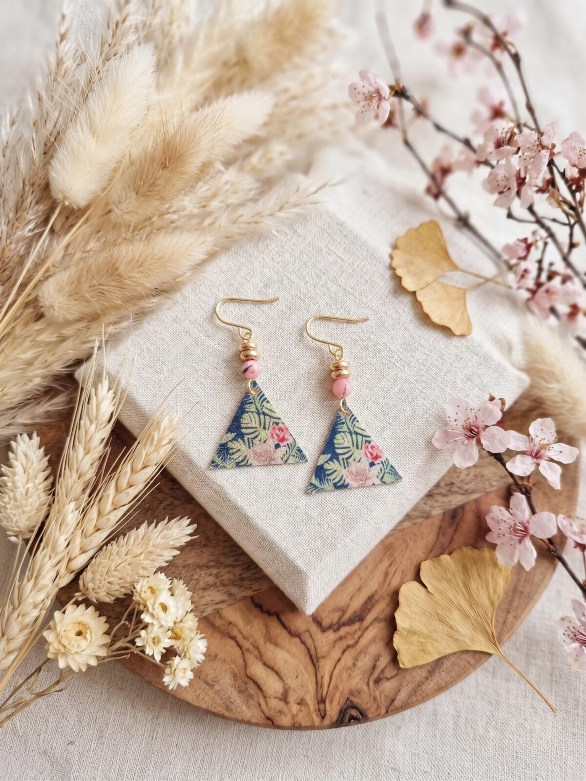 Parure Dorée "Triangle Fleuri" — Collier & Boucles Japonaises - photo 6