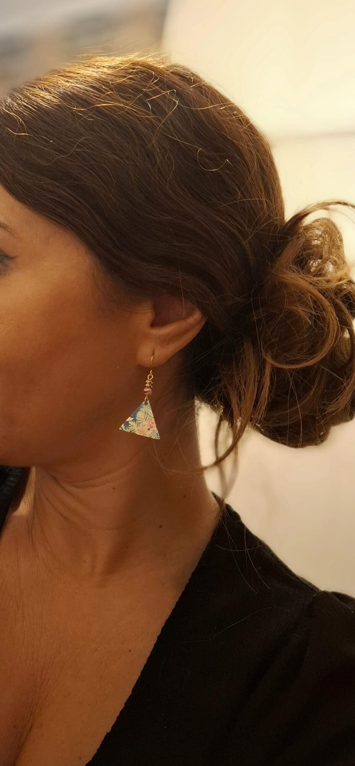 Parure Dorée "Triangle Fleuri" — Collier & Boucles Japonaises - photo 3