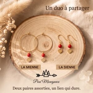 Duo Boucles d'Oreilles Dorées "Complices" — Cœur & Howlite Rouge Duo Boucles d'Oreilles Dorées "Complices" — Cœur & Howlite Rouge