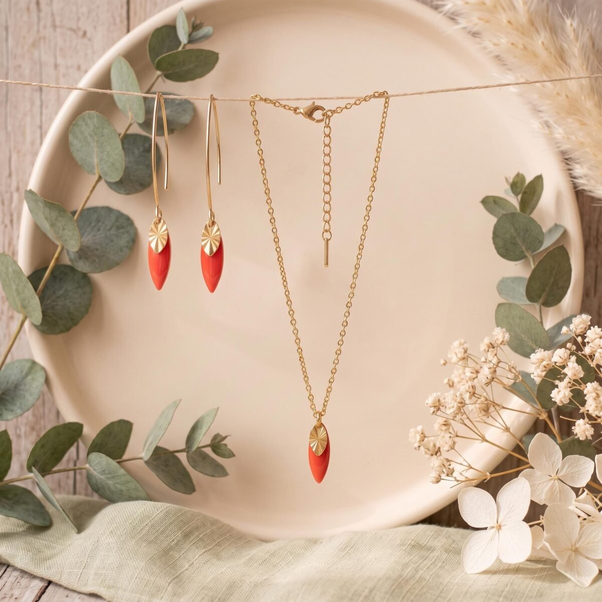 Parure Dorée "Corail" — Collier & Boucles Marquise - photo 3
