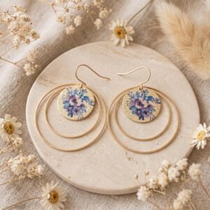 Créoles Doubles Dorées — Médaille Japonaise Violette